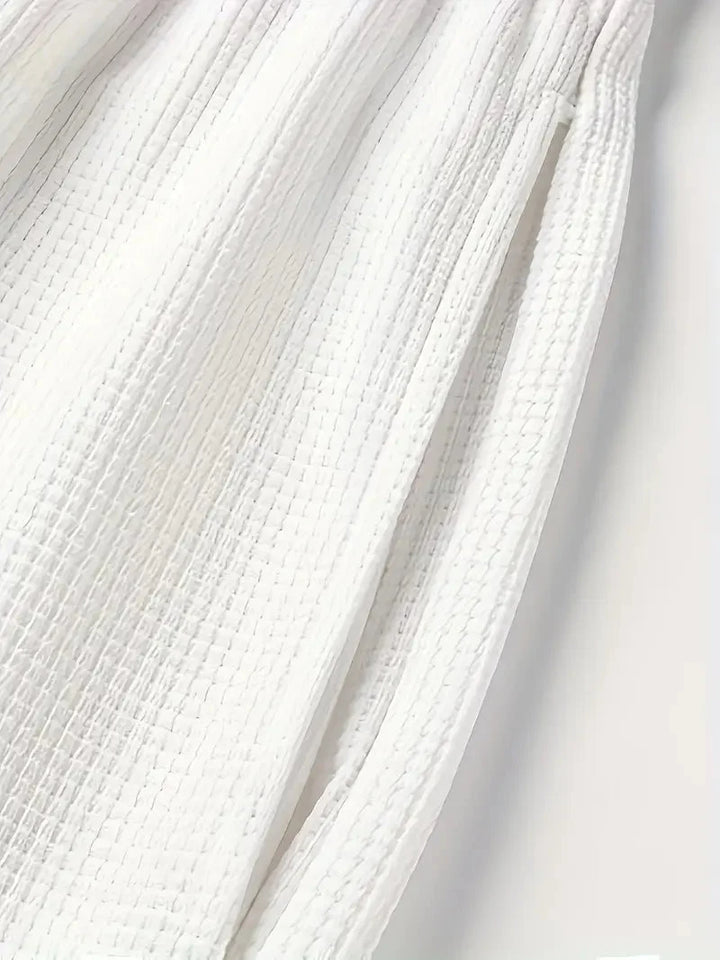 Herren Waffelstrick Loungewear: Atmungsaktives Kurzarmshirt & Shorts für Zuhause.