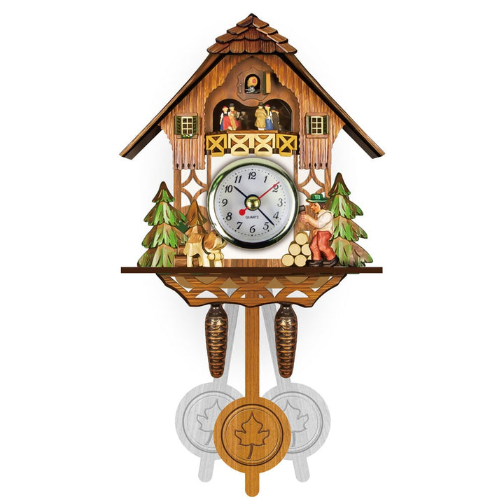 Echte Schwarzwälder Holzkuckucksuhr, traditionell, mit feinen Schnitzereien und Malereien.