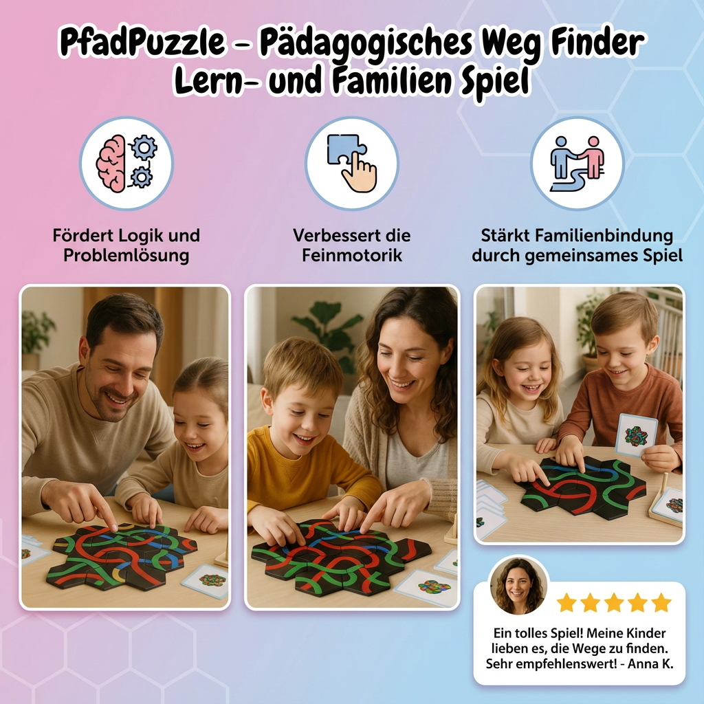 Familienspiel PfadPuzzle: Spaß & Lernen für Kinder, perfekt für gemeinsame pädagogische Zeit.