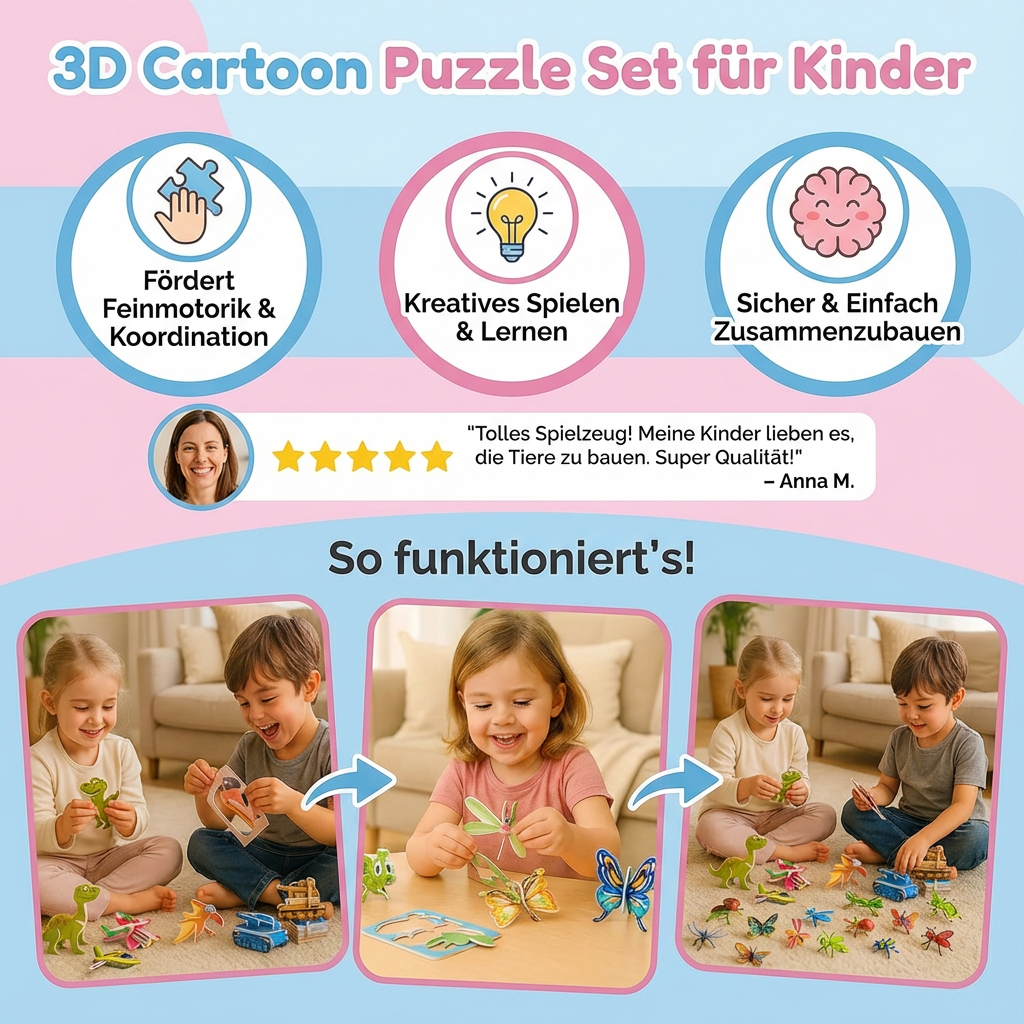 Kinderpuzzle: 3D Flugzeug-Puzzle, pädagogisch wertvoll, trainiert die Konzentration junger Kinder.