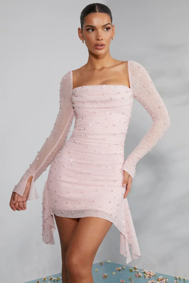 Elegantes Damen Minikleid schwarz, Langarm, Kragen, vielseitig für Business & Feiern.