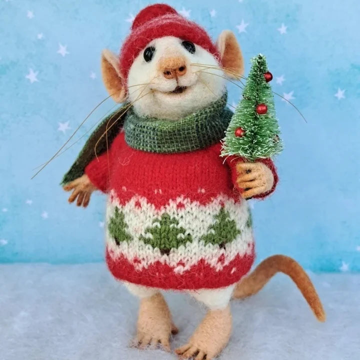 Handgemachte Filzmaus, niedliche Tierfigur, vielseitiges Wohnaccessoire und originelles Geschenk.
