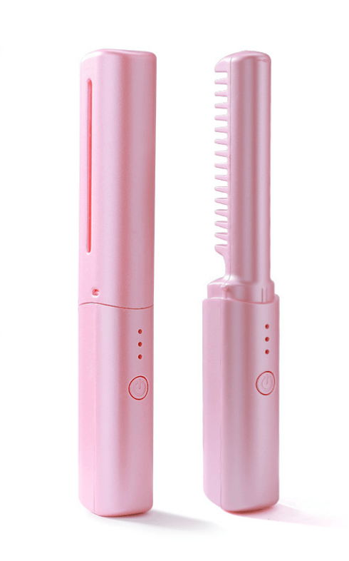 Wiederaufladbarer Unisex 2-in-1 Keramik-Glättkamm für schnelles, sanftes Haarstyling unterwegs.