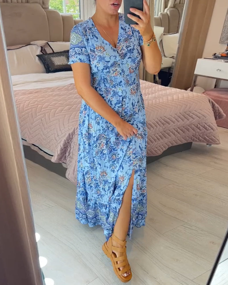Casual V-Ausschnitt Sommerkleid für Damen, das Komfort und Stil vereint. Auch für Übergrößen.