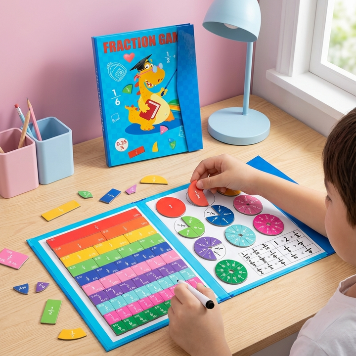 Magnetisches Mathe-Spiel RechenMeister für Kinder: Spielerisch Brüche, Dezimalzahlen & Prozente lernen.