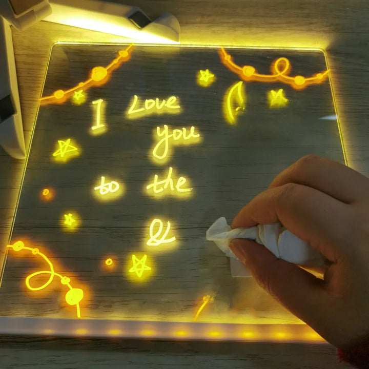 Leuchtende LED-Zeichenplatte zum Malen, ideal als Lernspielzeug und Geschenkidee für kreative Kinder.
