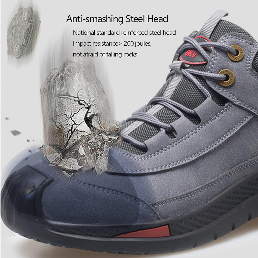 Moderne Herren Sicherheitsschuhe mit Stahlkappe, als bequeme Arbeitsstiefel für jede Branche.
