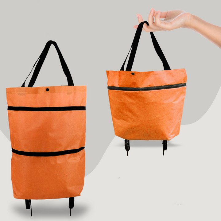 Vielseitige grüne Shoppingtasche/Einkaufstrolley, faltbar, mit Rollen, umwandelbar, unisex.