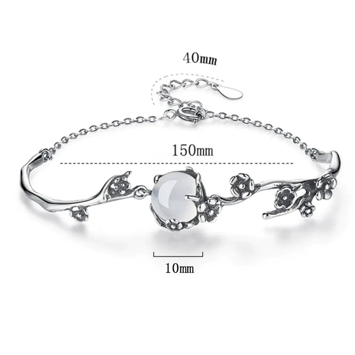 Beruhigendes Damen Heilsteinarmband aus echtem Mondstein und 925er Silber, elegant & verstellbar.