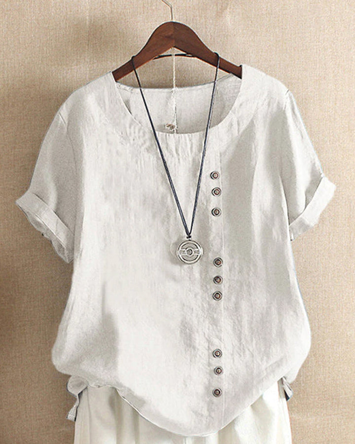 Bequemes Damen Basic T-Shirt mit Kurzarm und Rundhals in Uni-Farbe. Ideal für Alltag & vielseitige Looks.