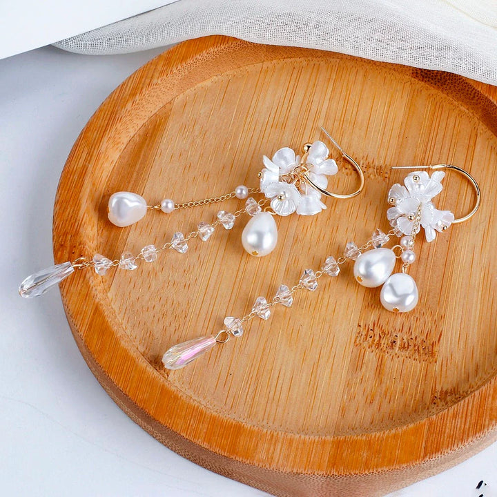 Exklusive Damen-Ohrringe, böhmischer Stil, mit Perlen und Kristallen – perfekte Geschenkidee.