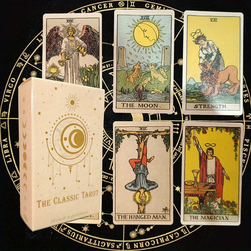 Traditionelles 78-Karten Tarot-Set. Esoterische Wahrsagekarten für Intuition, Spiritualität & Zukunft.