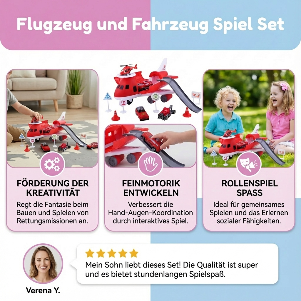Pädagogisches Fahrzeug & Flugzeug Spielset fördert Feinmotorik & kreatives Spielen bei Kindern.