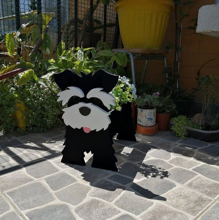 Robuster Hunde-Blumentopf für Outdoor-Einsatz, wetterfestes Pflanzgefäß.