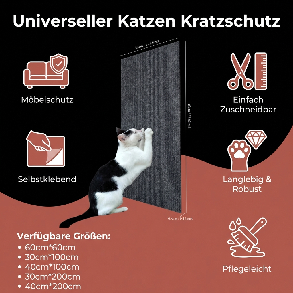 Hochwertiger Kratzschutz für Katzen, einfache Anbringung auf Sofas und Türen. Langanhaltender Möbelschutz.