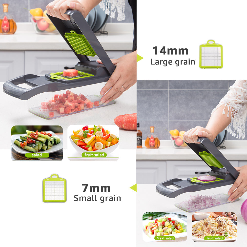 Innovativer Dicer & Julienneschneider: Bereiten Sie gesunde Salate und Gerichte mühelos zu.