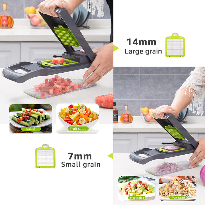 Innovativer Dicer & Julienneschneider: Bereiten Sie gesunde Salate und Gerichte mühelos zu.