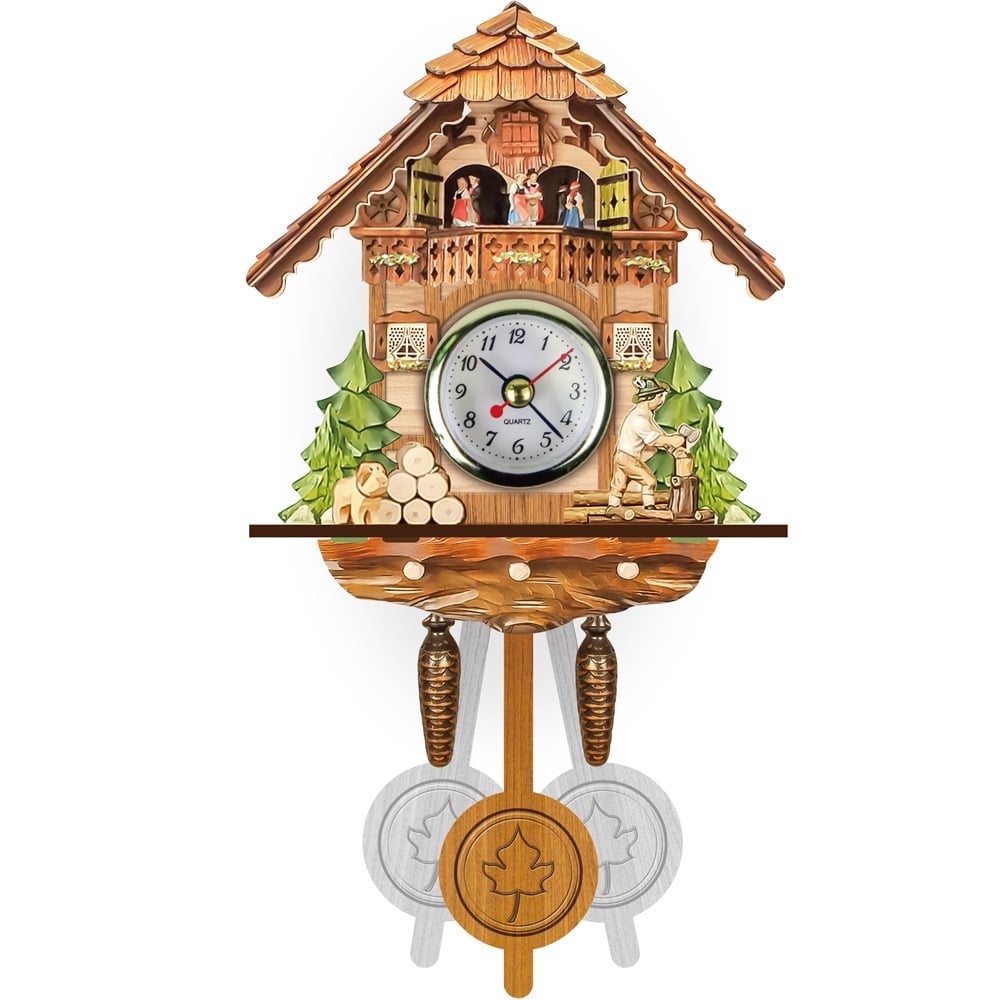 Wanduhr im Chalet-Stil: Handgefertigte Kuckucksuhr aus dem Schwarzwald, handbemalt.