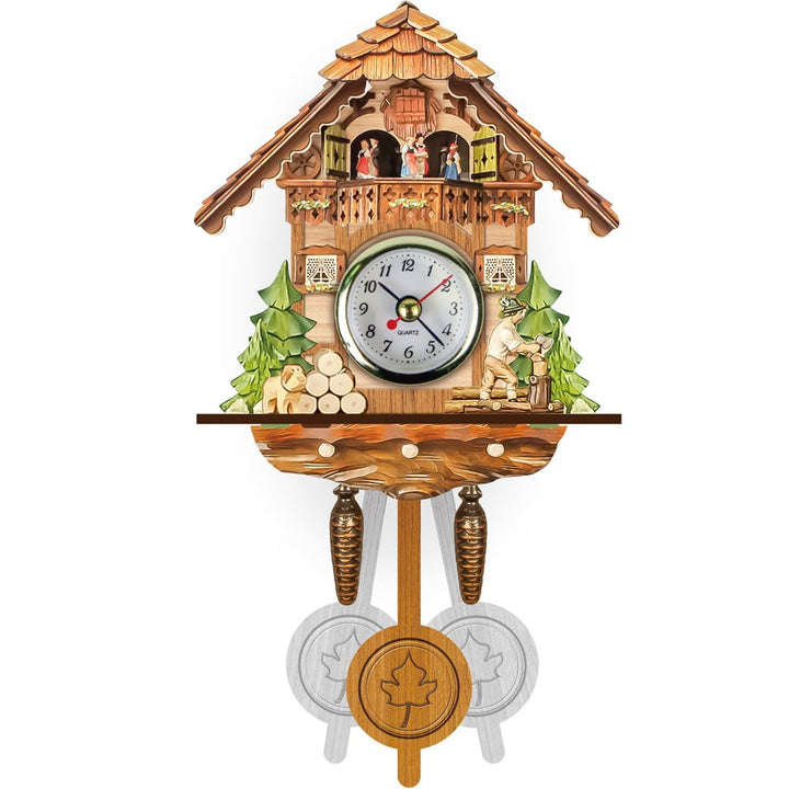 Wanduhr im Chalet-Stil: Handgefertigte Kuckucksuhr aus dem Schwarzwald, handbemalt.