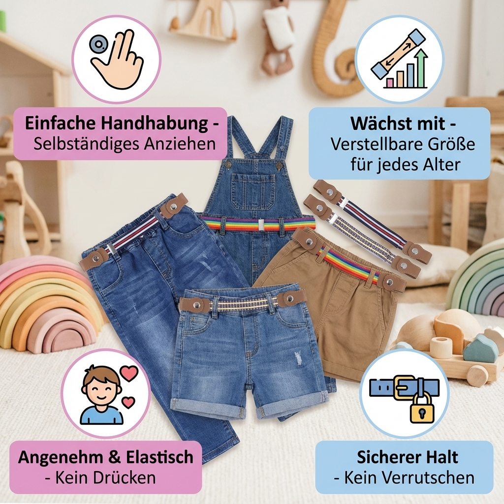 Jungengürtel, elastisch, verstellbar, Tiermuster, kinderfreundlich & bequem.