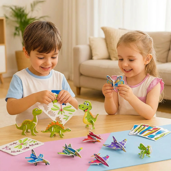 Pädagogisches 3D Cartoon Puzzle für Kinder, fördert Feinmotorik, Konzentration & Kreativität.
