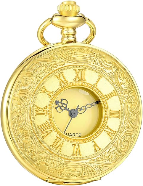 Taschenuhr Vintage Unisex, zeitloses Design mit Kette für jeden Anlass.
