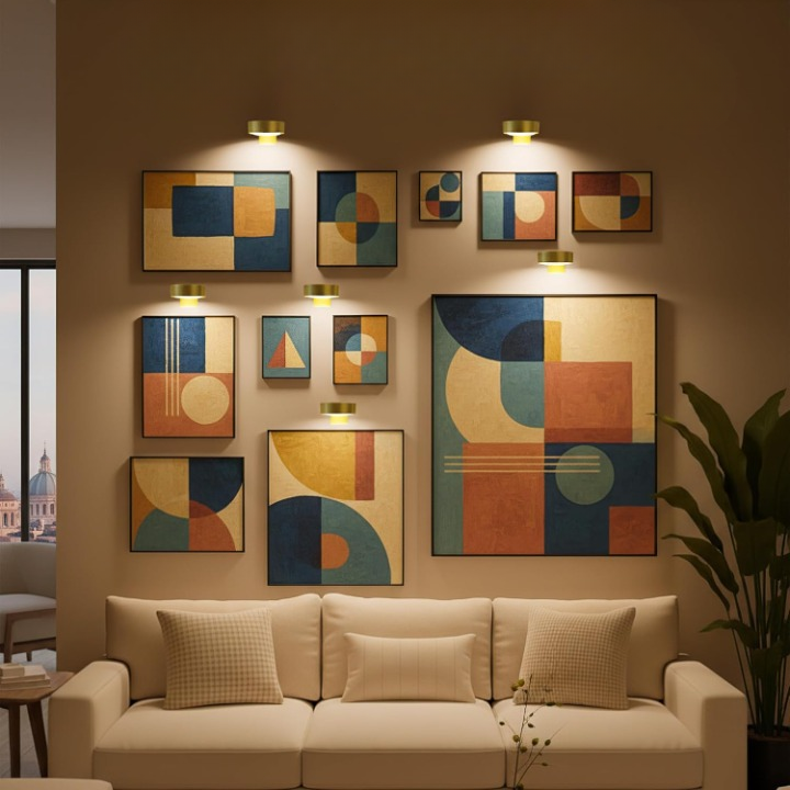 Dimmbare, kabellose LED Bilderleuchte mit Magnetfunktion, warmweißes Licht für flexible Montage.