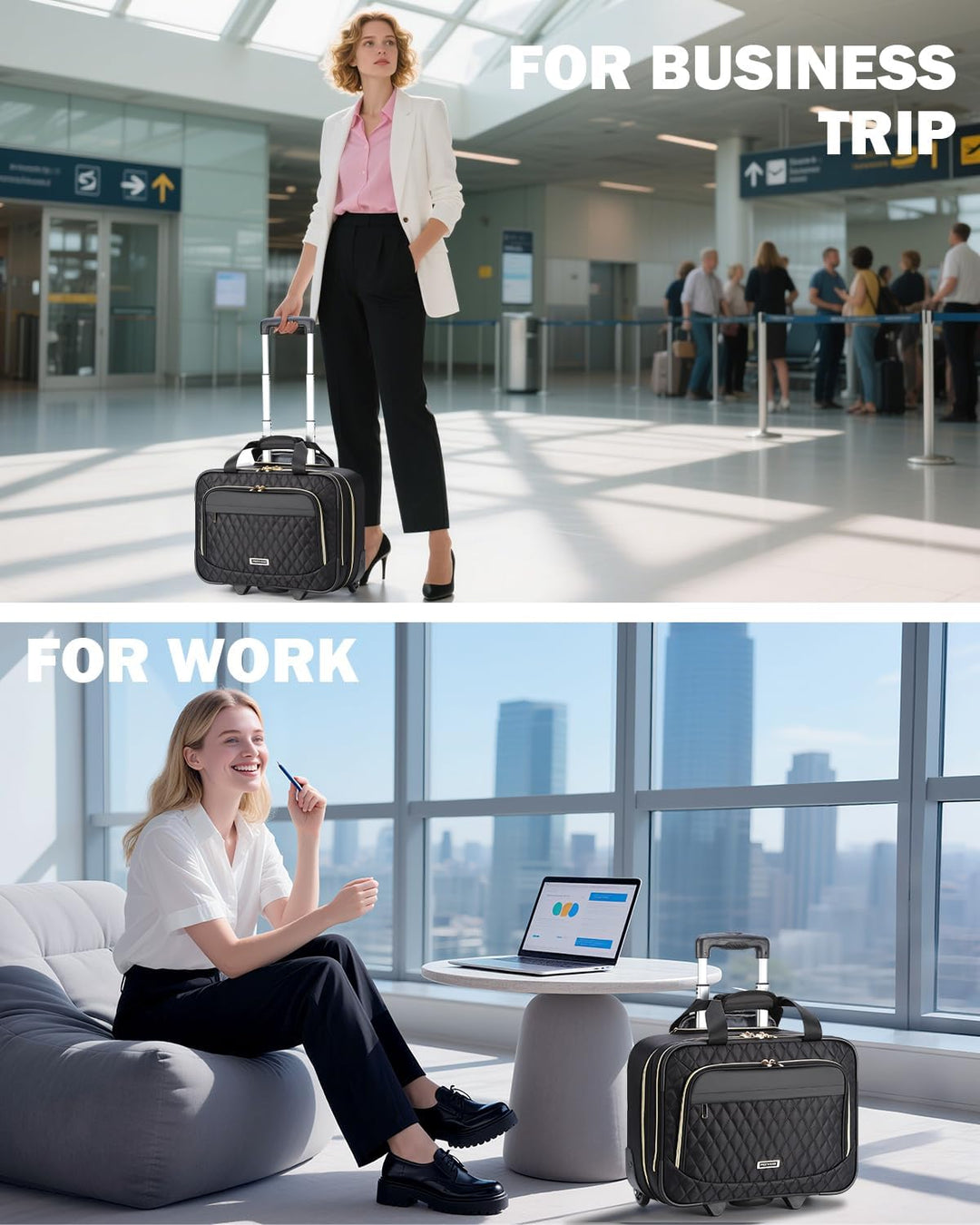 Unisex Business-Rollkoffer mit Laptopfach (15.6") und Organisation, praktisch für Flugzeug & Büro.