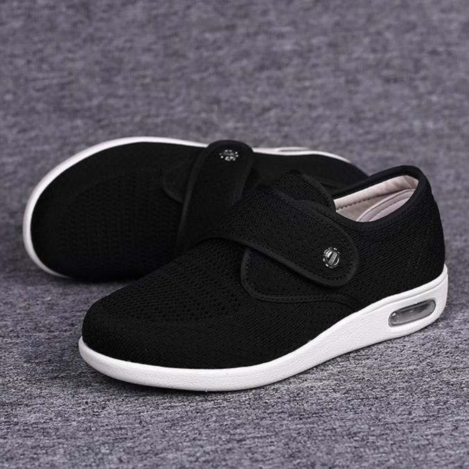 Gesundheitsschuhe für Frauen: Komfortschuhe für breite Füße, ideal für den Alltag, mit Klettverschluss-Anpassung.