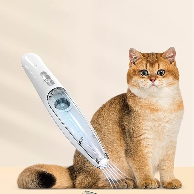 Lautloser Vakuum-Felltrimmer für Hunde & Katzen, entfernt Haare stressfrei.