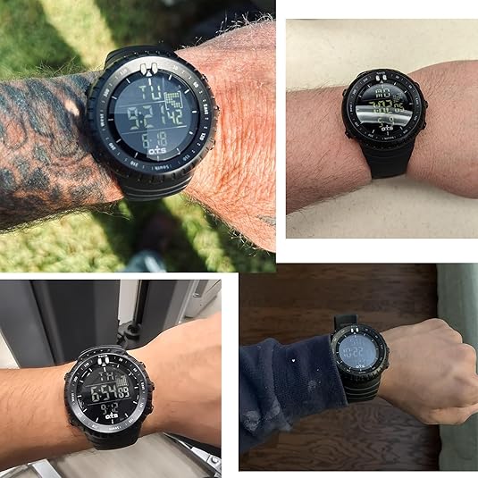 Olivgrüne, robuste Herren-Digitaluhr, wasserdicht & stoßfest, für Sportler & Abenteurer mit LED.