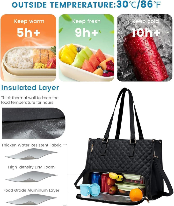 Vielseitige 2-in-1 Laptoptasche & Lunchtasche für Arbeit & Reisen. Unisex Isoliertasche als Reisebegleiter.