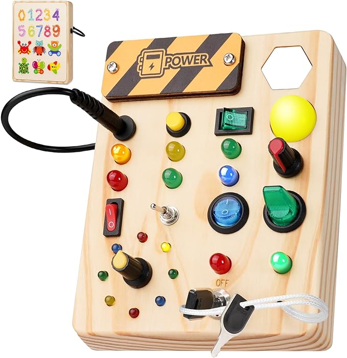 Montessori Lern-Pinnwand für Kleinkinder mit 27 LEDs, interaktives Feinmotorik- und Sensorik-Spielzeug.
