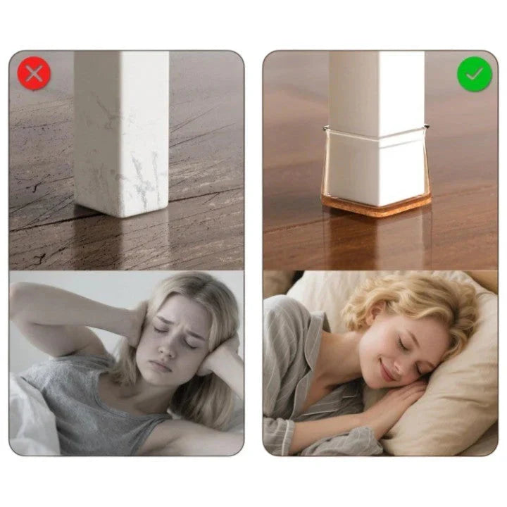 Stuhlkappen für eckige Stuhlbeine, 24er Set. Graue und braune Filzgleiter für umfassenden Bodenschutz.