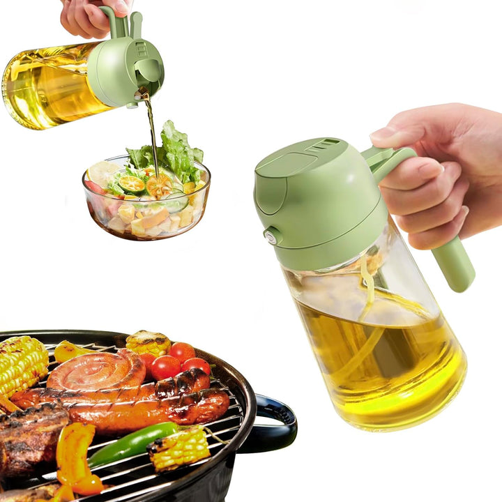 Moderner 470ml Ölsprüher & Ölspender aus Glas, perfekt zum präzisen Besprühen von Speisen beim Kochen & Grillen.