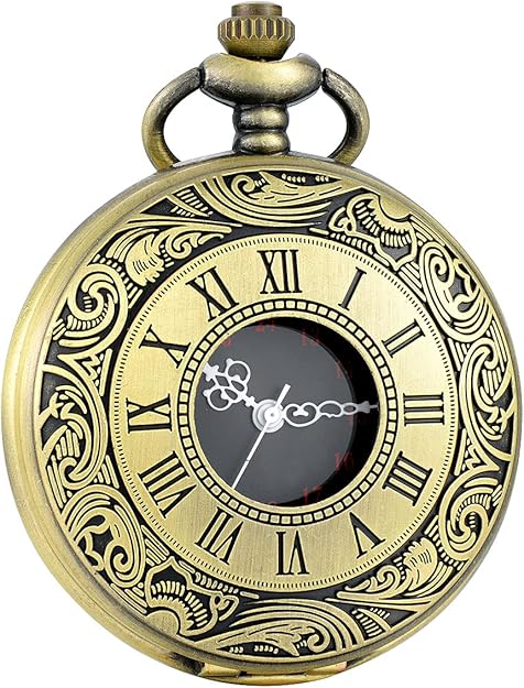 Dekorative Vintage Taschenuhr, Unisex Geschenkidee mit klassischer Kette.