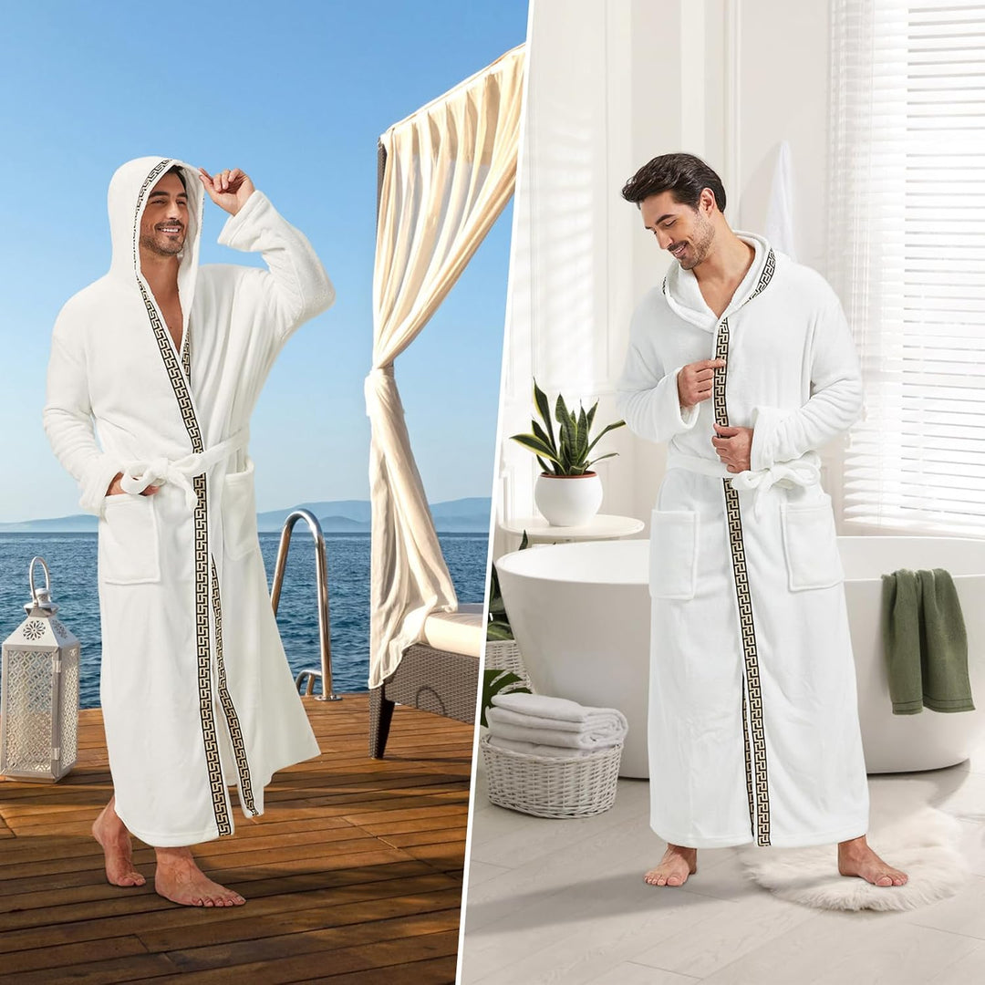 Komfortabler zweifarbiger Herren Bademantel, ideal als Geschenk für ihn.
