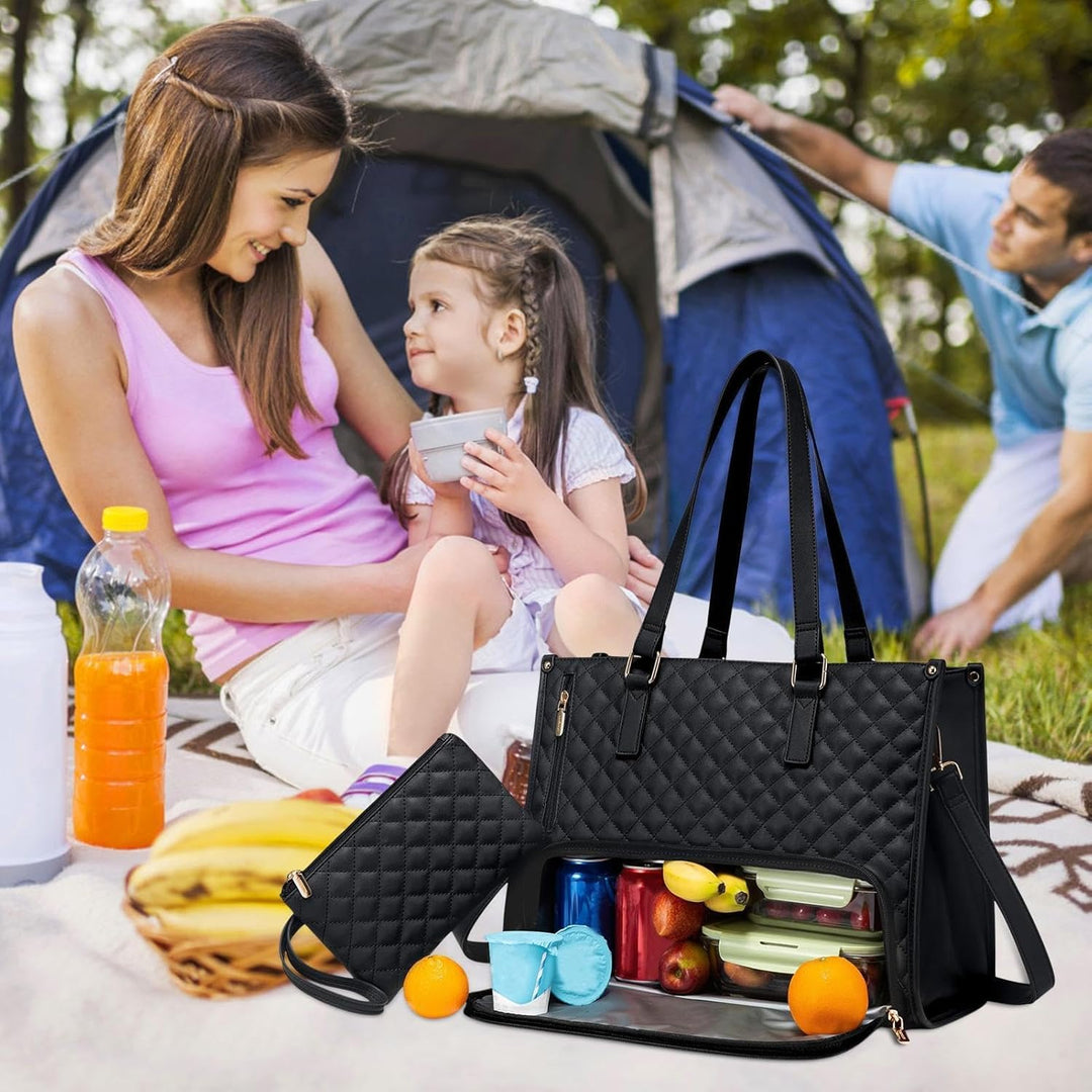 Isolierte 2-in-1 Lunch & Laptoptasche. Thermotasche mit Kühlfunktion für Arbeit & Reise. Mit Organizer.