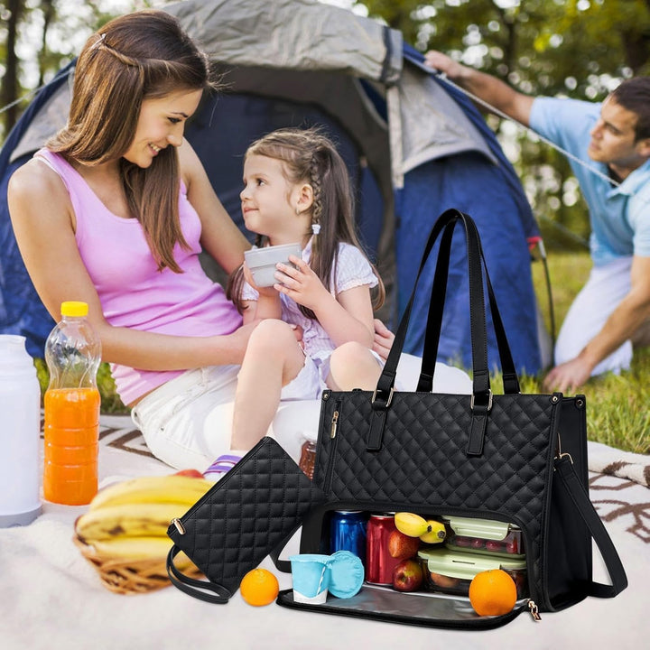 Isolierte 2-in-1 Lunch & Laptoptasche. Thermotasche mit Kühlfunktion für Arbeit & Reise. Mit Organizer.