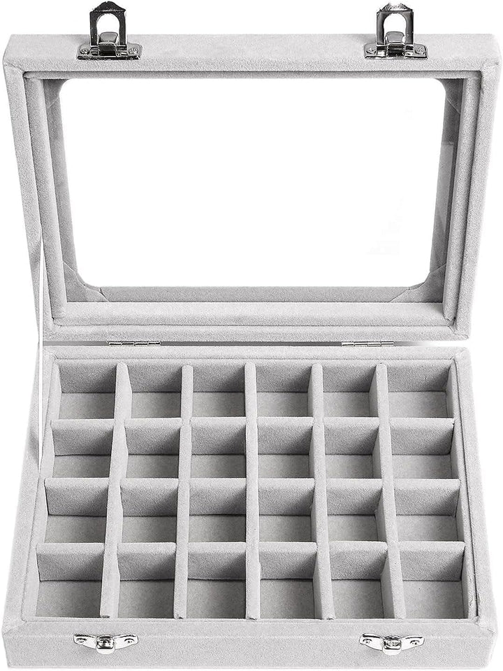 Weiches Samt Schmuckkästchen mit transparentem Deckel, um Damenschmuck elegant zu präsentieren und zu schützen.