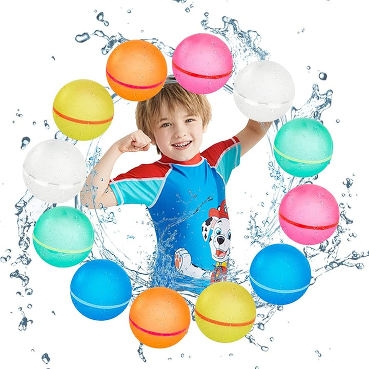 Wiederverwendbare Silikon-Wasserbomben für endlosen Sommerspaß. Umweltfreundliches Spielzeug für Kinder im Garten oder Pool.