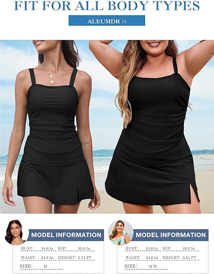 Figurformender Damen Tankini Zweiteiler im Vintage-Design, blickdicht und mit hohem Bund.