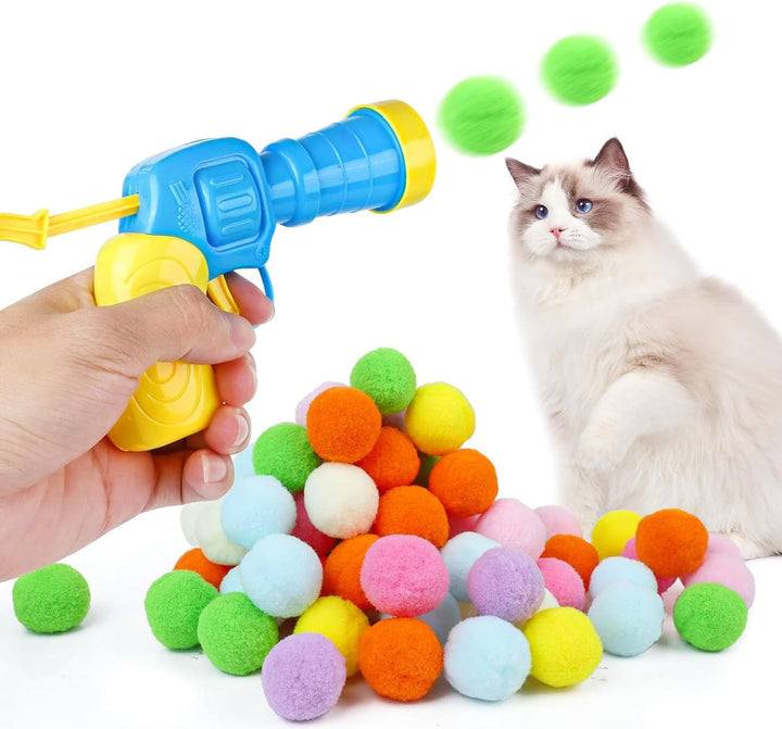 Katzen Spielzeug-Kanone für endlosen Spaß. Interaktives Katzenspielzeug fördert Bewegung & Jagdinstinkt.