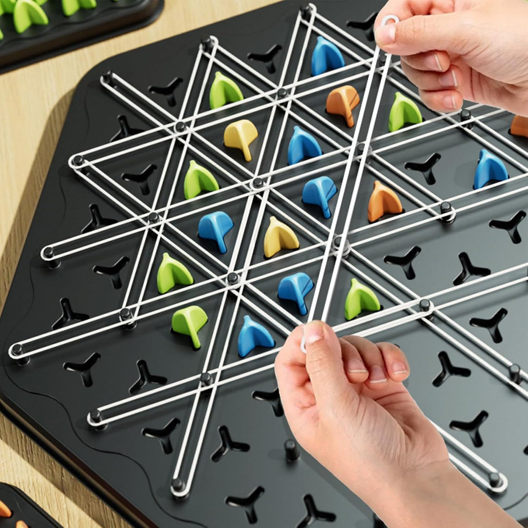 Kreatives Gummiband-Puzzlespiel, ein Logikspiel & Denkspiel zur Förderung von Geometrie und Strategie.