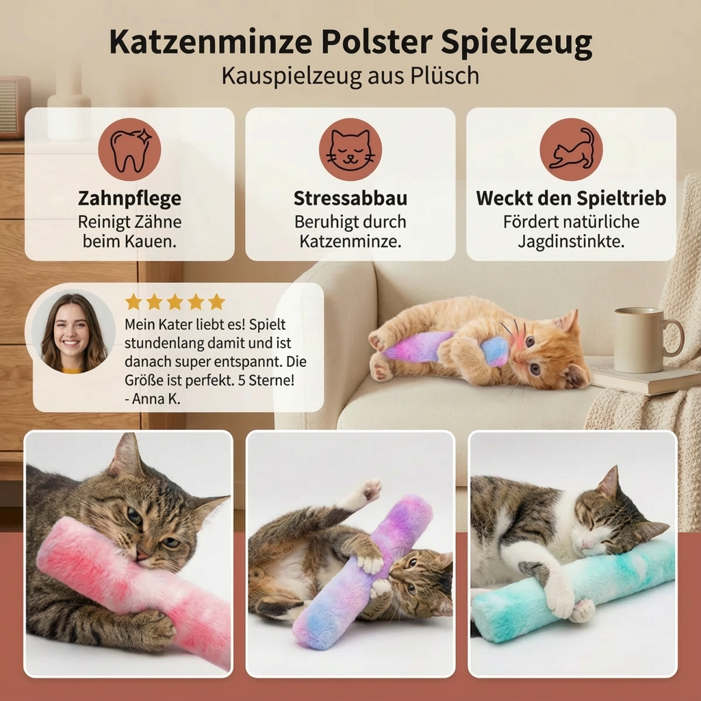 Katzenminze Katzenspielzeug: Ein Spielkissen zum Stressabbau & für langanhaltenden Spielspaß für Ihr Haustier.
