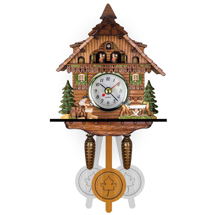 Authentische Schwarzwald Kuckucksuhr: Handbemalte Holzuhr mit detailreichen Schnitzereien.