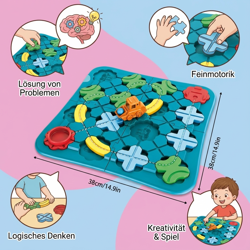 Kreatives Lernspielzeug: Montessori Straßen-Puzzle Set, unterstützt die Entwicklung von Motorik & kognitiven Fähigkeiten.