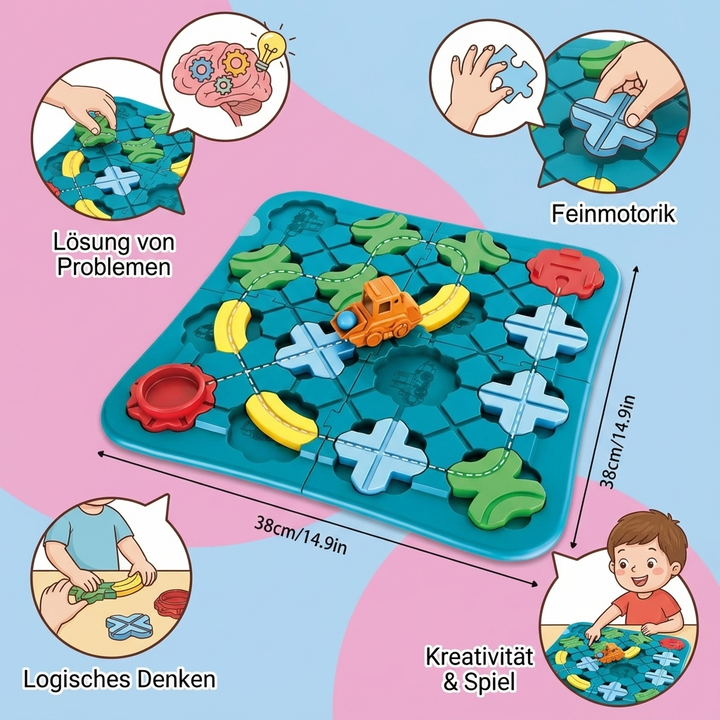 Kreatives Lernspielzeug: Montessori Straßen-Puzzle Set, unterstützt die Entwicklung von Motorik & kognitiven Fähigkeiten.