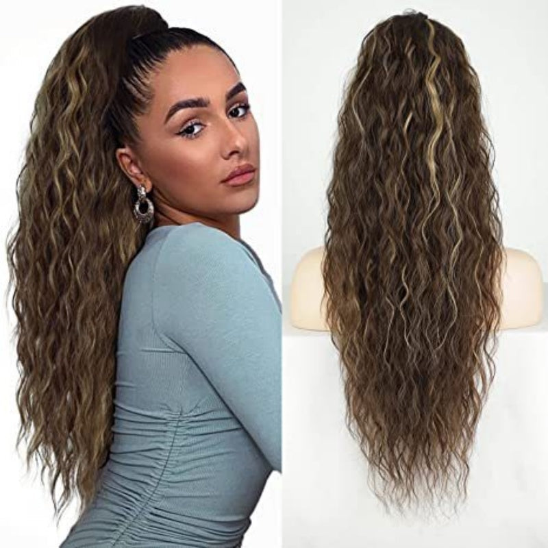 Bequeme 76cm Pferdeschwanz-Extension für Damen, mit Krallenclip für welliges Haar und Volumen.