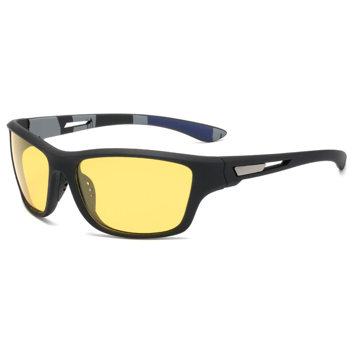 Elegante graue Herren Sportsonnenbrille, polarisiert, mit vollem UV-Schutz.